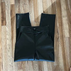 7 For All Mankind FAUX LEATHER Straight Pant IN BLACK